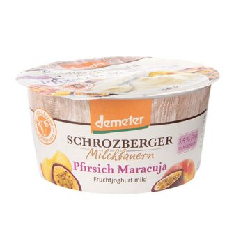 Volle yoghurt, perzik-maracuja, 150gram, Schrozberger