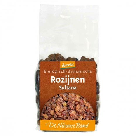 Rozijnen, sultana-, demeter, 250gr, De Nieuwe Band