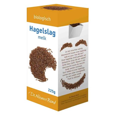 Hagelslag melk, 20pr cacao, 225gr, De Nieuwe Band