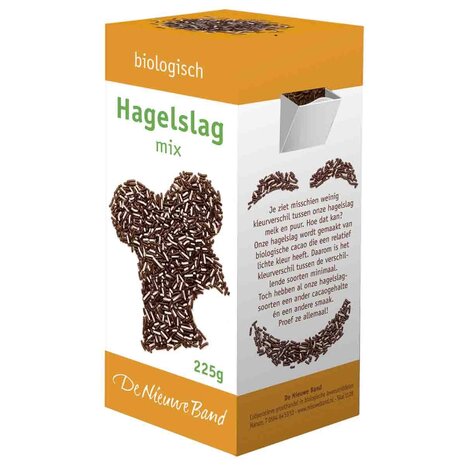 Chocolade-hagelslag mix, puur-wit, vegan, 225gr, De Nieuwe Band