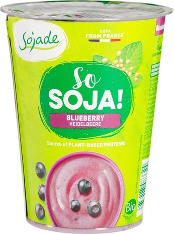 Plantaardige variatie op yoghurt soja - bosbes, 400gr, Sojade