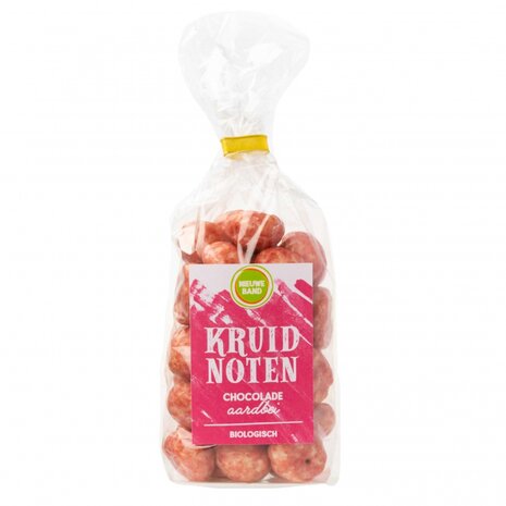 Chocolade kruidnoten, wit-aardbei, 175gr, De Nieuwe Band