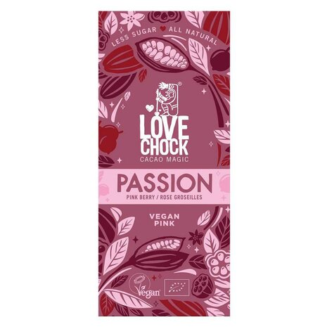 Chocoladereep, vegan, passion pink-hibiscus, 70gr, Lovechock