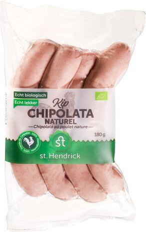 Verse kip-worstjes,  chipolata-naturel, 180gr, St. Hendrick