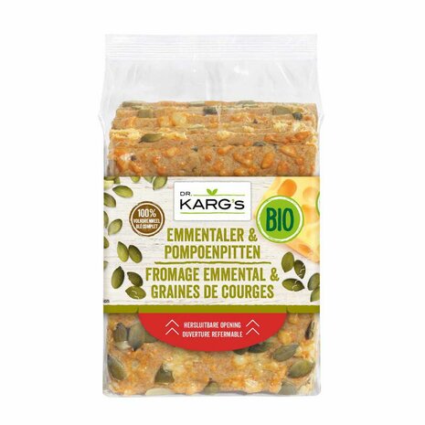 Crackers, emmentaler kaas-pompoenpit, 200gr,  Dr. Karg