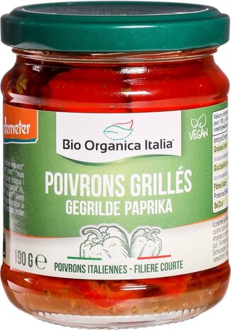 Gegrilde paprika in olie, 5x190gr, Bio Organica Italia