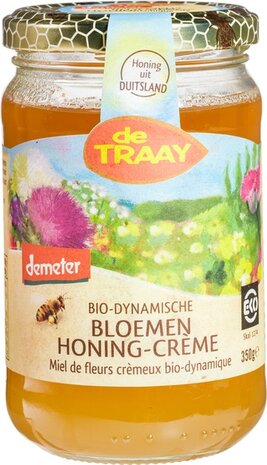 Bloemenhoning creme, 350gr, de Traay honing