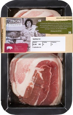 Varkens speklap, ongeveer 160gr / prijs per kg, Lebon