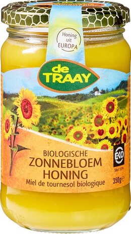 Zonnebloemhoning, 350gr, de Traay honing