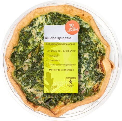 Verse quiche, spinazie kastanjechampignons, 350gr, Traitteur De Oorsprong