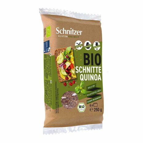 Quinoabrood, gl&uuml;tenvrij, 250gr, Schnitzer