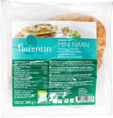 Naanbrood, knoflook-koriander, afbak, 280gr, Florentin