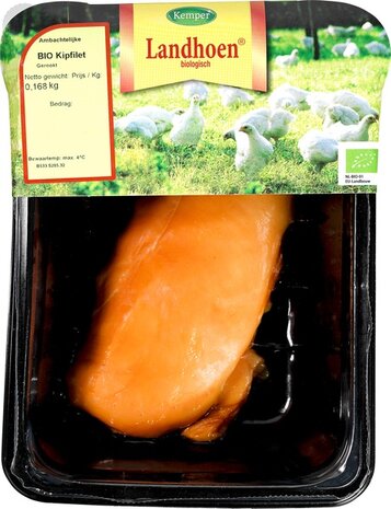 Kipfilet, ambachtelijk gerookt, ongeveer 165gr / prijs per kg, Kemper landhoen