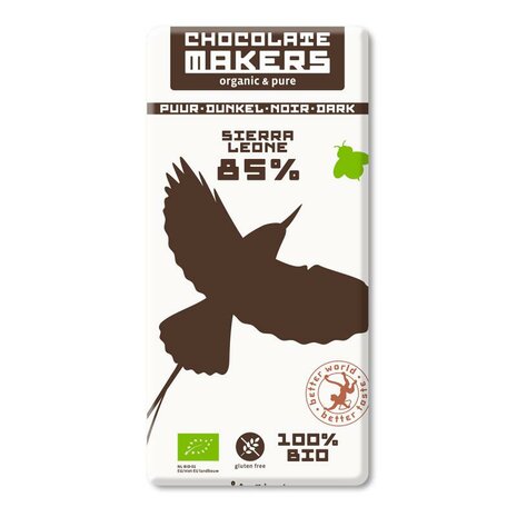 Chocoladereep, puur, Sierra Leone, 85pr,  80gr, Chocolate Makers