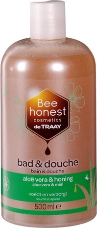 Bad en douche alo&euml; vera &amp; honing, 500ml, Bee honest cosmetics