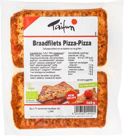 Tofu braadfilets, pizza, 160 gr, Taifun