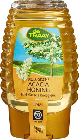 Acaciahoning, knijpfles, 365gr, de Traay