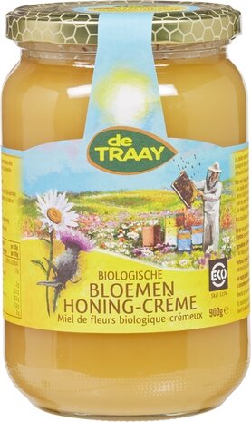 Bloemenhoning creme, 900gr, de Traay honing