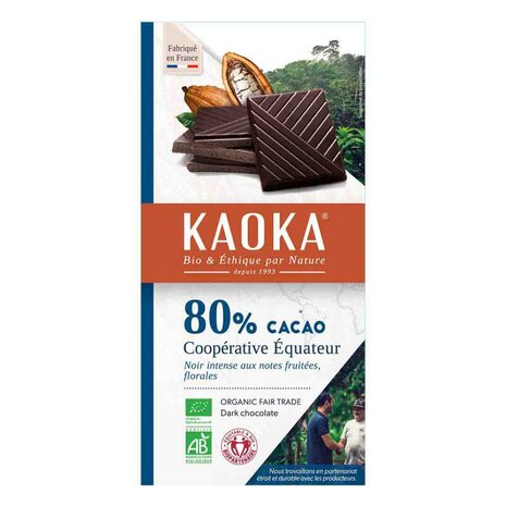 Chocoladereep, puur 80%, Ecuador, 100gr, Kaoka