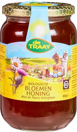 Bloemenhoning vloeibaar, 900gr, de Traay honing