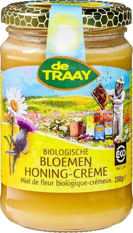 Bloemenhoning creme, 350gr, de Traay honing