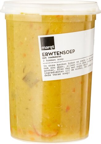 Verse erwtensoep, met rookworst, 500ml, Marqt